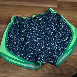 Nike Women's Speckled Green and Navy Athletic Shorts